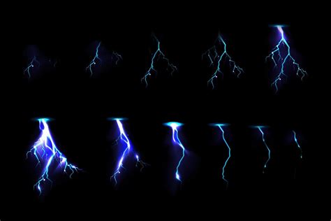 Sprite sheet with lightnings for game animation 15486033 Vector Art at Vecteezy