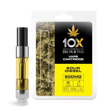 10X Delta-8 THC - Sour Diesel Vape Cartridge - 900mg (1ml) - Shop The ...