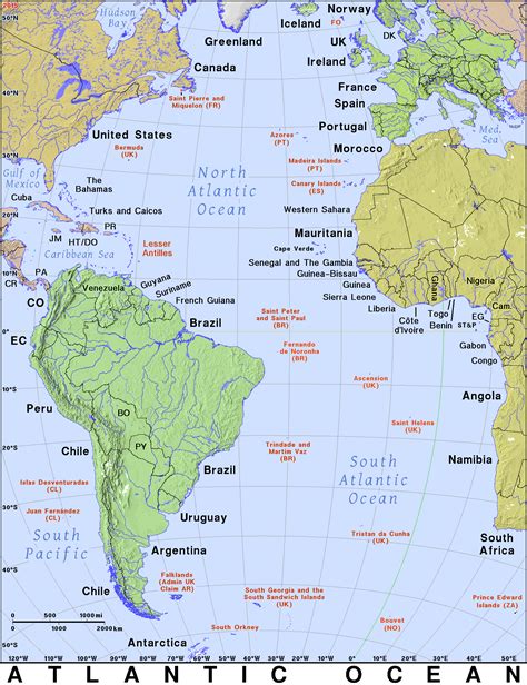Map Of The Atlantic Ocean Islands - Cities And Towns Map