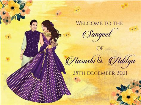 Sangeet Welcome Signage as Indian Wedding Welcome Signage, Customize Sangeet Welcome Signage ...