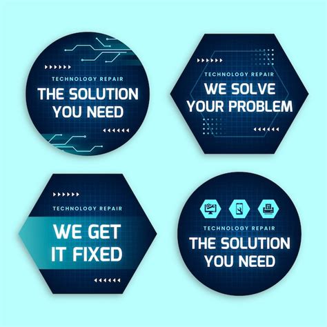 Free Vector | Gradient tech repair labels template