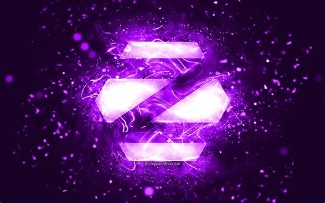 Zorin OS violet logo, , violet neon lights, Linux, creative, violet abstract background, Zorin ...