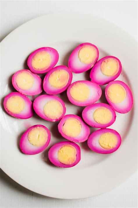 Beet Pickled Deviled Eggs - Abra's Kitchen