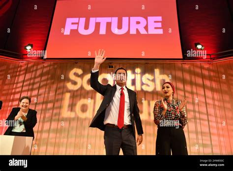 Glasgow, Scotland. 4 March, 2022. PICTURED: (left) Anas Sarwar MSP ...