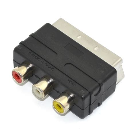 Scart Male Plug to 3RCA Phono Female AV TV Audio Video Adapter Input ...