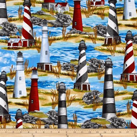 Timeless Treasures Lighthouse Blue | Timeless treasures, Lighthouse, Blue fabric