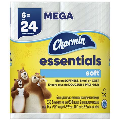 Charmin Essentials Soft Toilet Paper Mega Rolls 330 sheets per roll ...