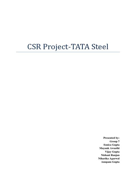 Report tata steel | Corporate Social Responsibility | Public–Private Partnership