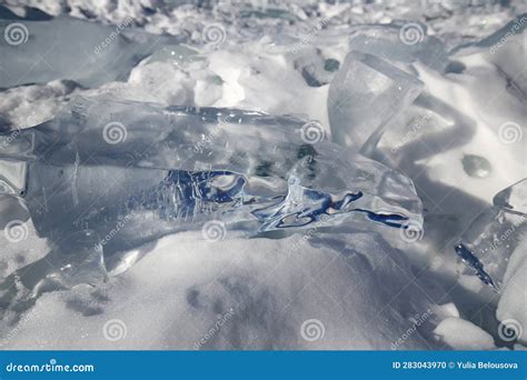 Ice of Lake Baikal stock photo. Image of coast, siberia - 283043970