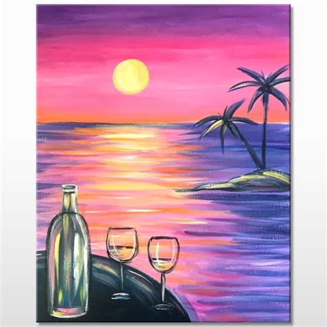 Online Painting Class - "Happy Hour Sunset" (Virtual Paint Night at Home)