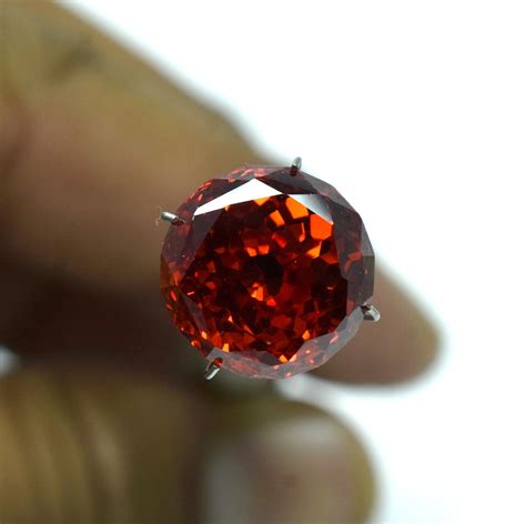 Zircon Gemstone Red Zircon Round Shape Faceted 18.70CRT Zircon Gemstone Loose Zircon Red Zircon ...