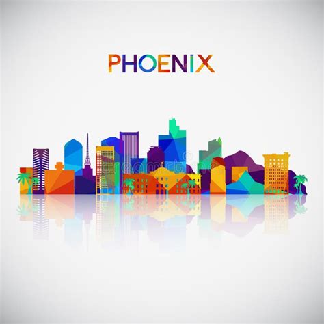 Phoenix Skyline Silhouette in Colorful Geometric Style. Stock Vector ...