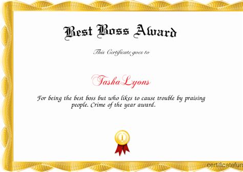 √ 20 Best Boss Award Certificate ™ | Dannybarrantes Template