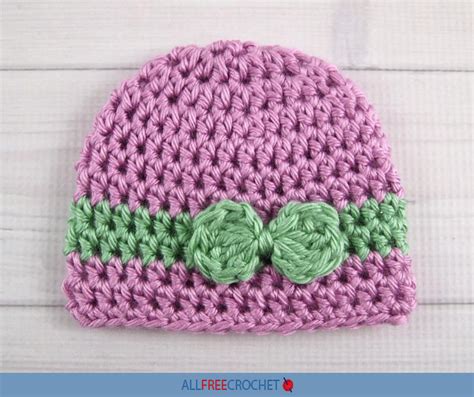 Free Crochet Patterns For Preemie Hats An Adorable Mini Cinched Bow ...