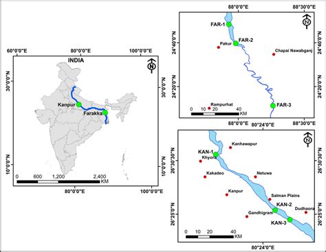 Map of the Kanpur (Ganga Barrage (KAN-1) N 26°30′0.85″ E 80°19′0.11 ...