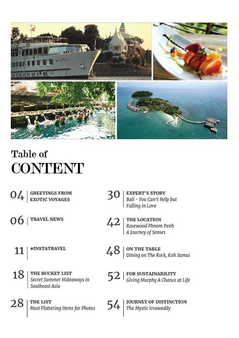 Travel Magazine Table Of Contents - TRAVELVOS