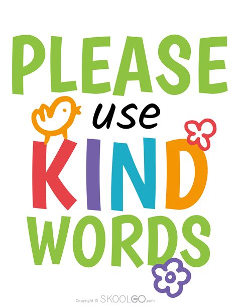 Please Use Kind Words - Free Classroom Poster - SKOOLGO