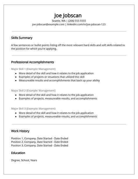 Simple Resume Examples For Job