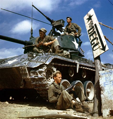 Crew of an M-24 tank along the Nakdong River front, August 1950 during Korean War image - Free ...