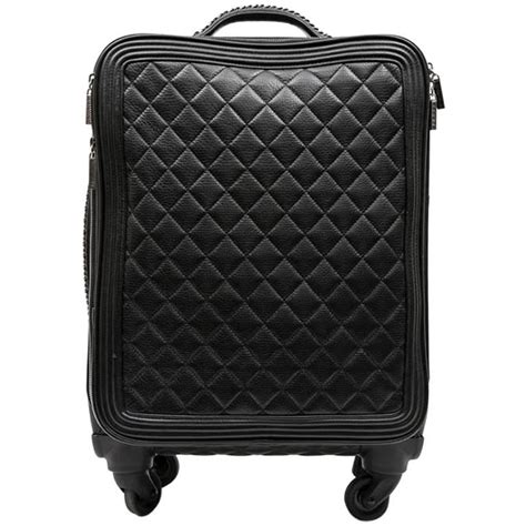 Chanel Rolling Suitcase In Black Quilted Grained Leather And Metal ...