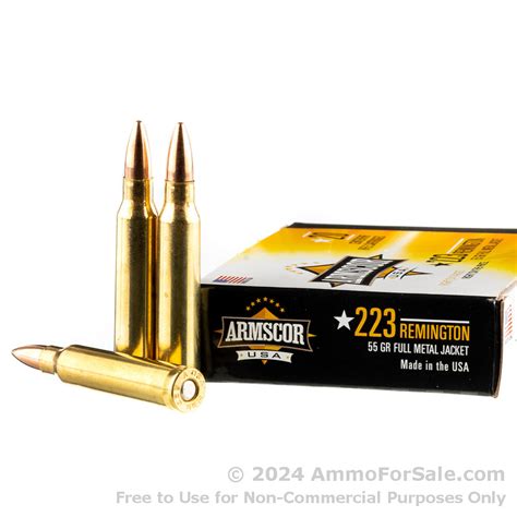 20 Rounds of 55gr FMJBT .223 Ammo For Sale by Armscor USA