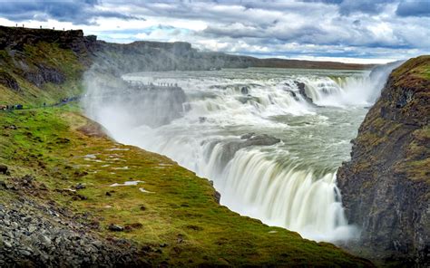 Gullfoss Waterfall In Iceland Desktop Wallpaper Hd Resolution : Wallpapers13.com