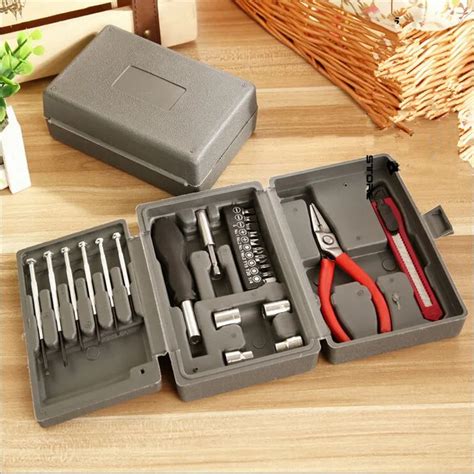 24 PCS Mini Tool Box With Tools Home Repair Portfolio Multifunctional Hardware Kit Screwdriver ...