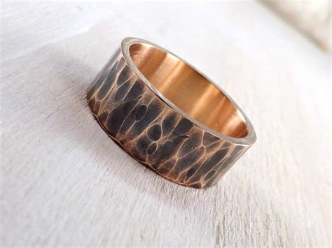 Men's Ring Bronze Hammered Bronze Ring Cool Mens Ring - Etsy