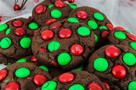 Christmas Chocolate M&M Cookies - Two Sisters