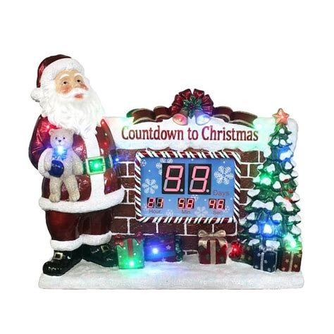 Fraser Hill Farm 33.5 in. Red Christmas Musical Countdown Clock with Santa, Tree and Presents ...