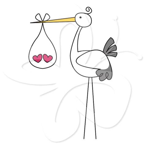 Baby Shower Stork Clipart | Clip art, Stork, How to make drawing