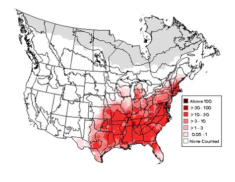 Tufted Titmouse - Breeding Range Map