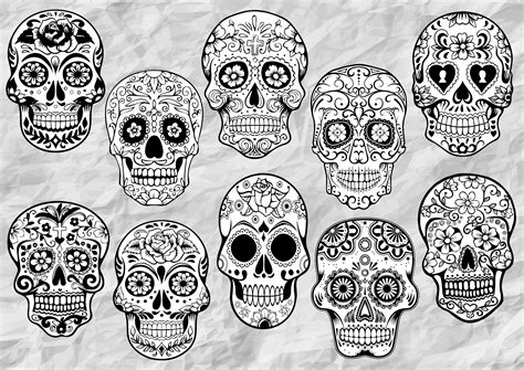 10 Sugar Skull ClipArts Sugar Skulls SVG cut files Sugar