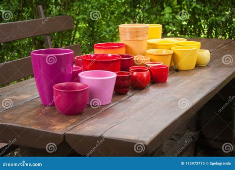 Colorful Decorative Ceramic Planting Pots Stock Image - Image of garden ...