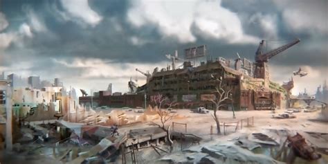 Fallout 4 concept art diamond city as known Fenway Park | Fallout concept art, Fallout 4 concept ...