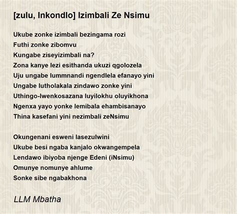 [zulu, Inkondlo] Izimbali Ze Nsimu Poem by LLM Mbatha - Poem Hunter