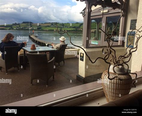 Coombe Cellars Devon pub view over the Teign Stock Photo - Alamy