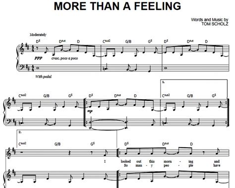 Boston - More Than a Feeling Free Sheet Music PDF for Piano | The Piano Notes