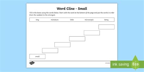 Word Cline for 'Small' Worksheet