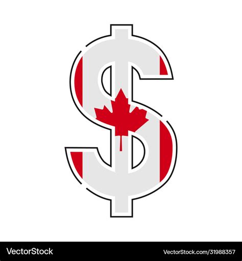 Canadian dollar symbol with a flag icon Royalty Free Vector