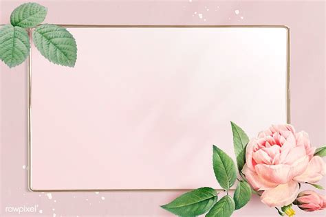 Floral rectangle golden frame vector | premium image by rawpixel.com / Adj | Flower frame, Pink ...