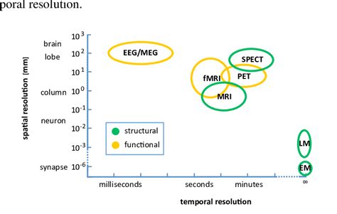 Different brain imaging modalities and their spatial and temporal ...