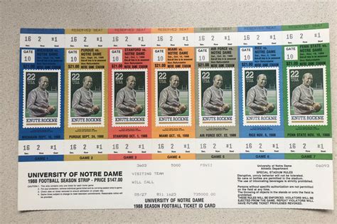 Notre Dame Football Season Tickets From 1988 Were A Little Cheaper Than ...