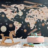 Wall mural children's world map stars | MuralDecal.com