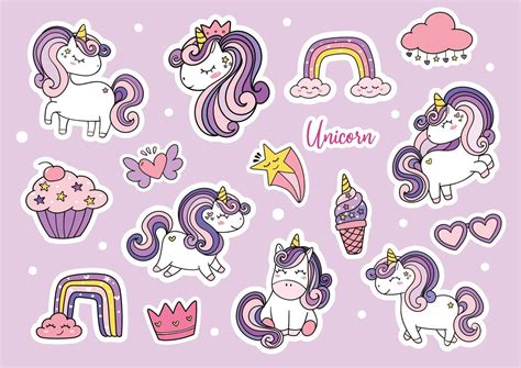 cute purple magical simple unicorn sticker sheet printable 2275691 Vector Art at Vecteezy