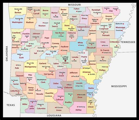 Arkansas Map Counties Cities