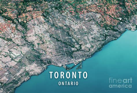 Toronto 3D Render Satellite View Topographic Map Horizontal Digital Art by Frank Ramspott - Fine ...