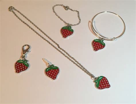 Strawberry charm jewelry collection necklace bracelet anklet