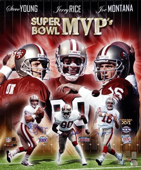 San Francisco 49ers Joe Montana, Jerry Rice & Steve Young Super Bowl MVPs Collage Autographed 16 ...