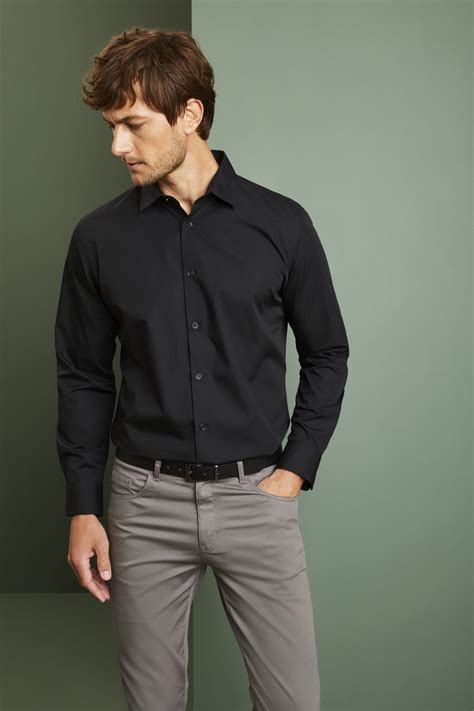 Men's Long Sleeve Shirt, Black | Simon Jersey